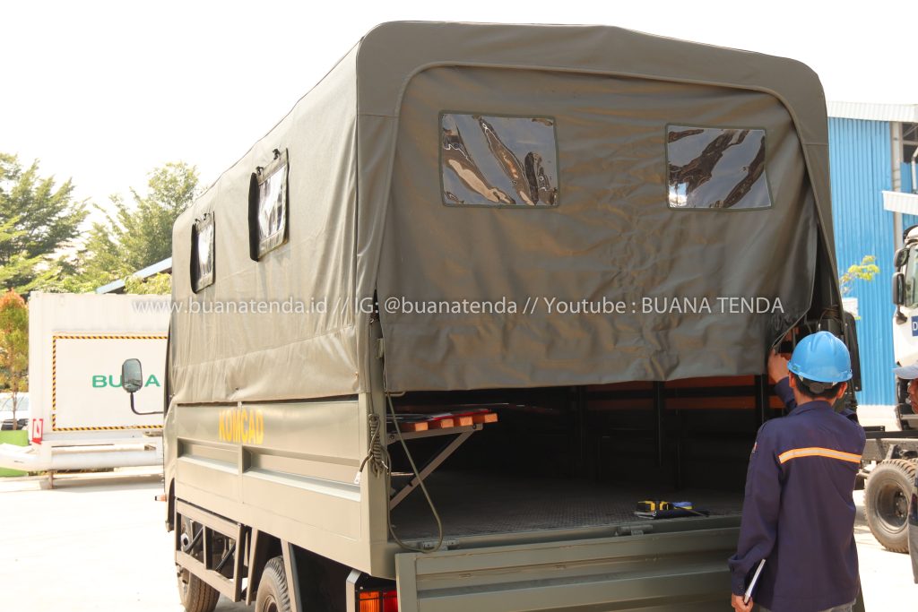 Terpal Truk TNI Isuzu NMR81 bahan Terpal Canvas Kuralon Super 